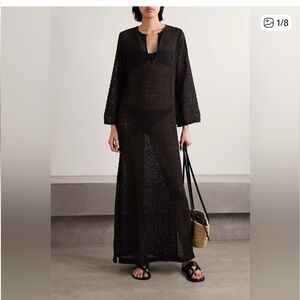 Nili Lotan Black Della Crochet Maxi Dress